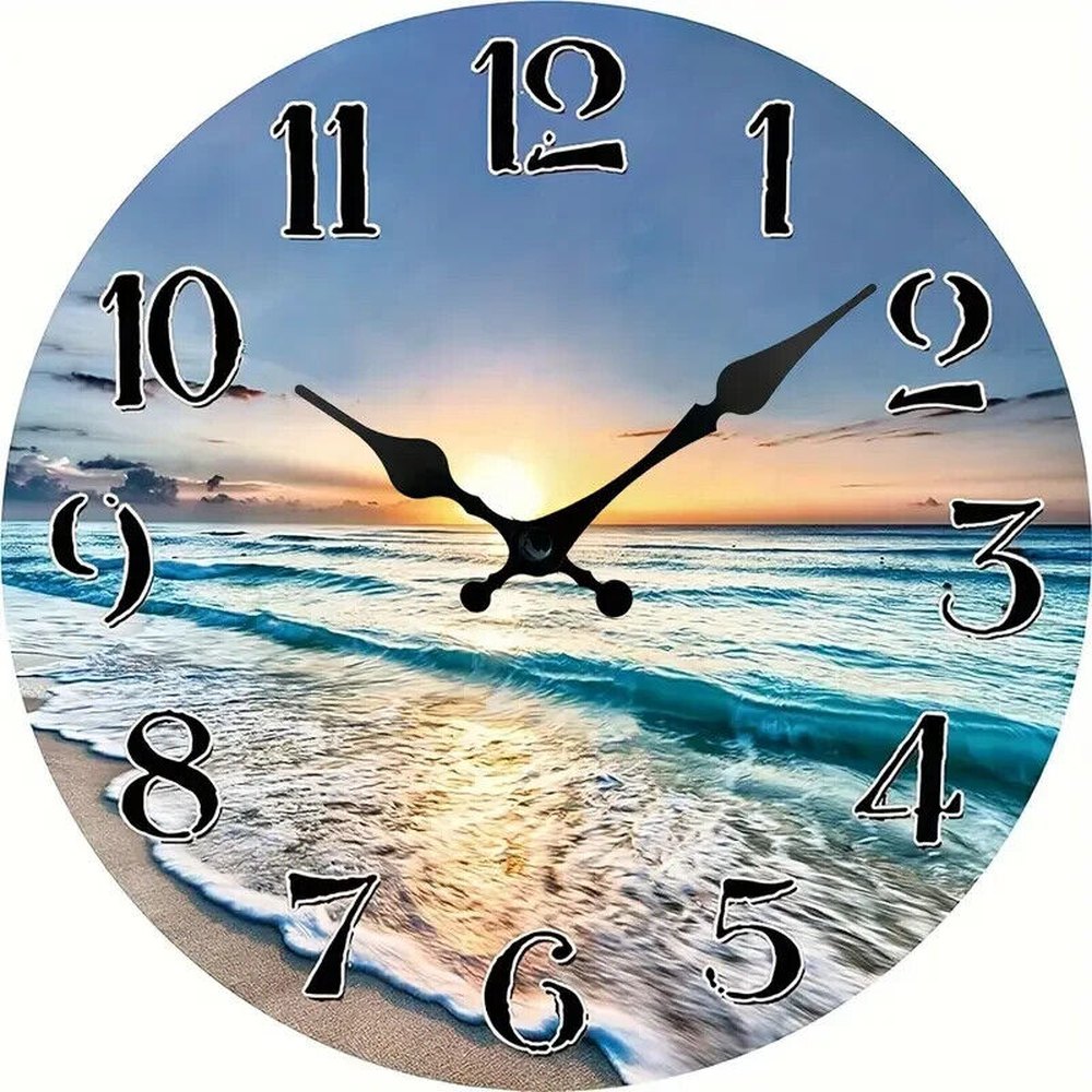 12 Inch Round Sunset Ocean View Decorative Wall Clock With Silent Operation NEW! Home & Garden:Home Décor:Clocks:Wall Clocks Style Your Walls